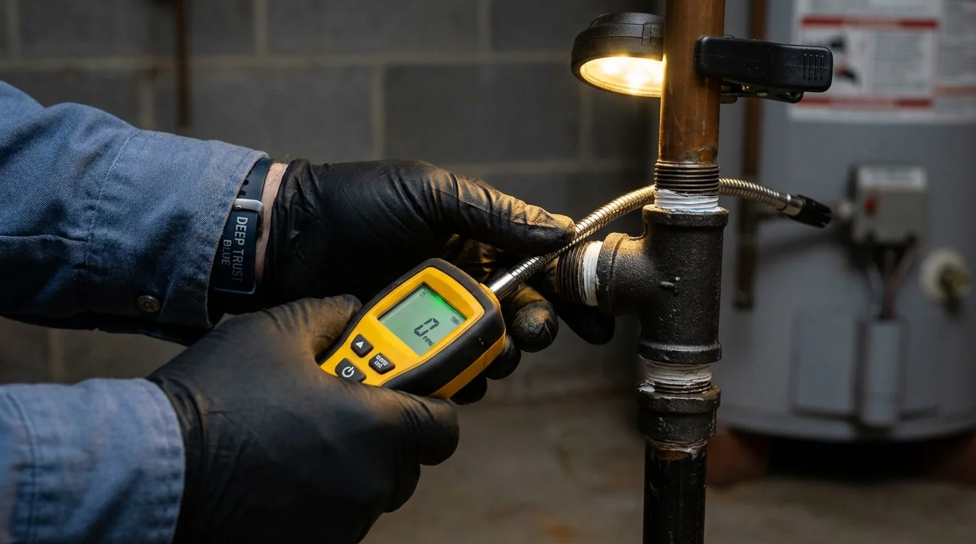 Gas leak detection with electronic sniffer by Johns Plumbing LLC in Cooper