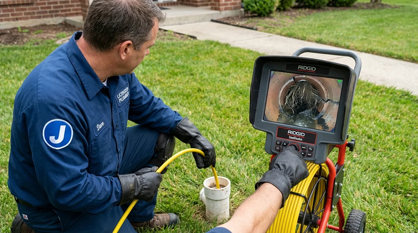 Sewer camera inspection being performed by Johns Plumbing LLC in Cooper